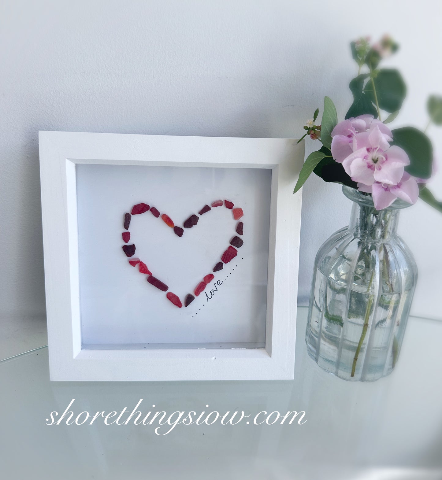 Red Sea Glass Heart Box Frame