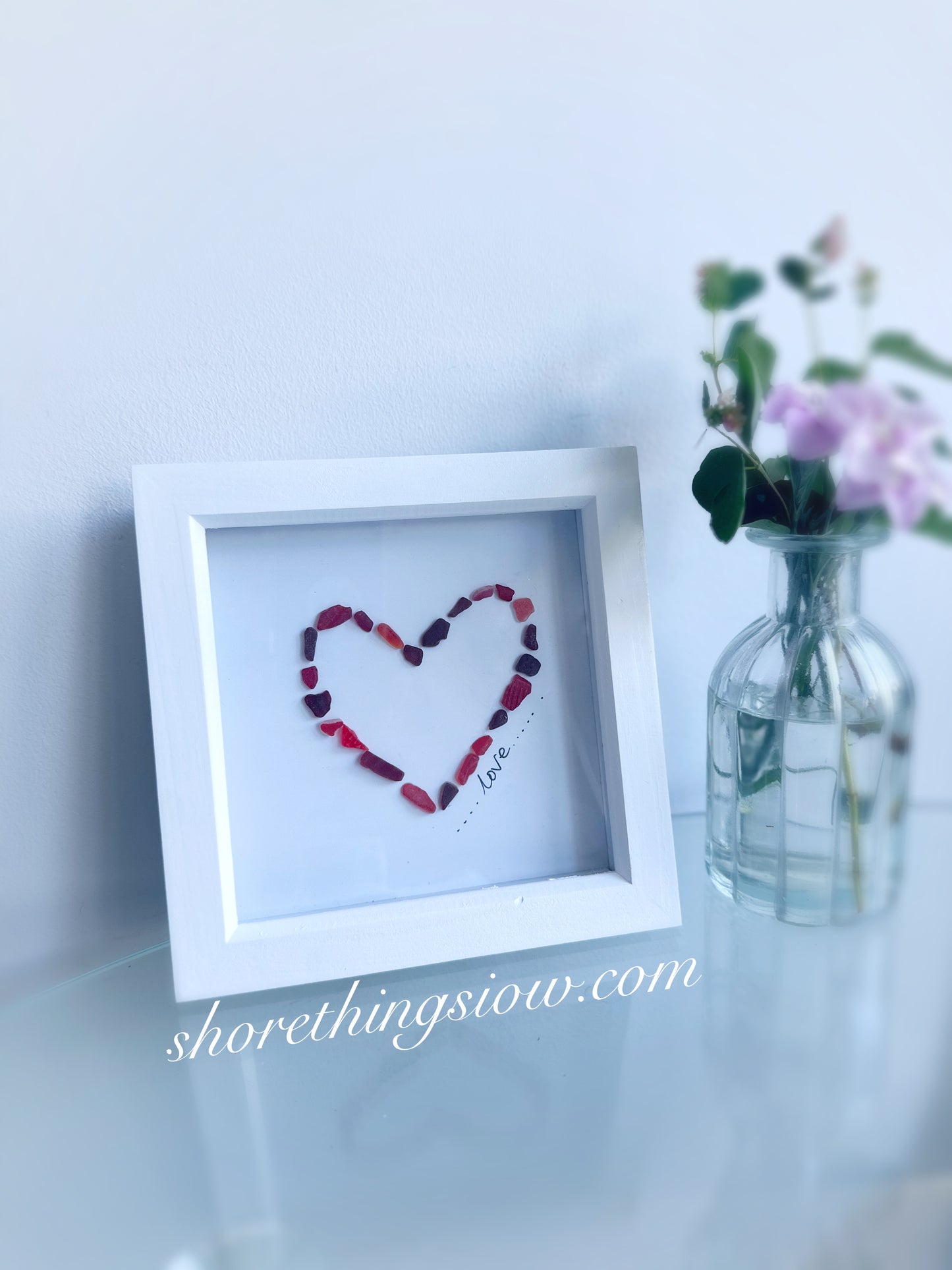 Red Sea Glass Heart Box Frame