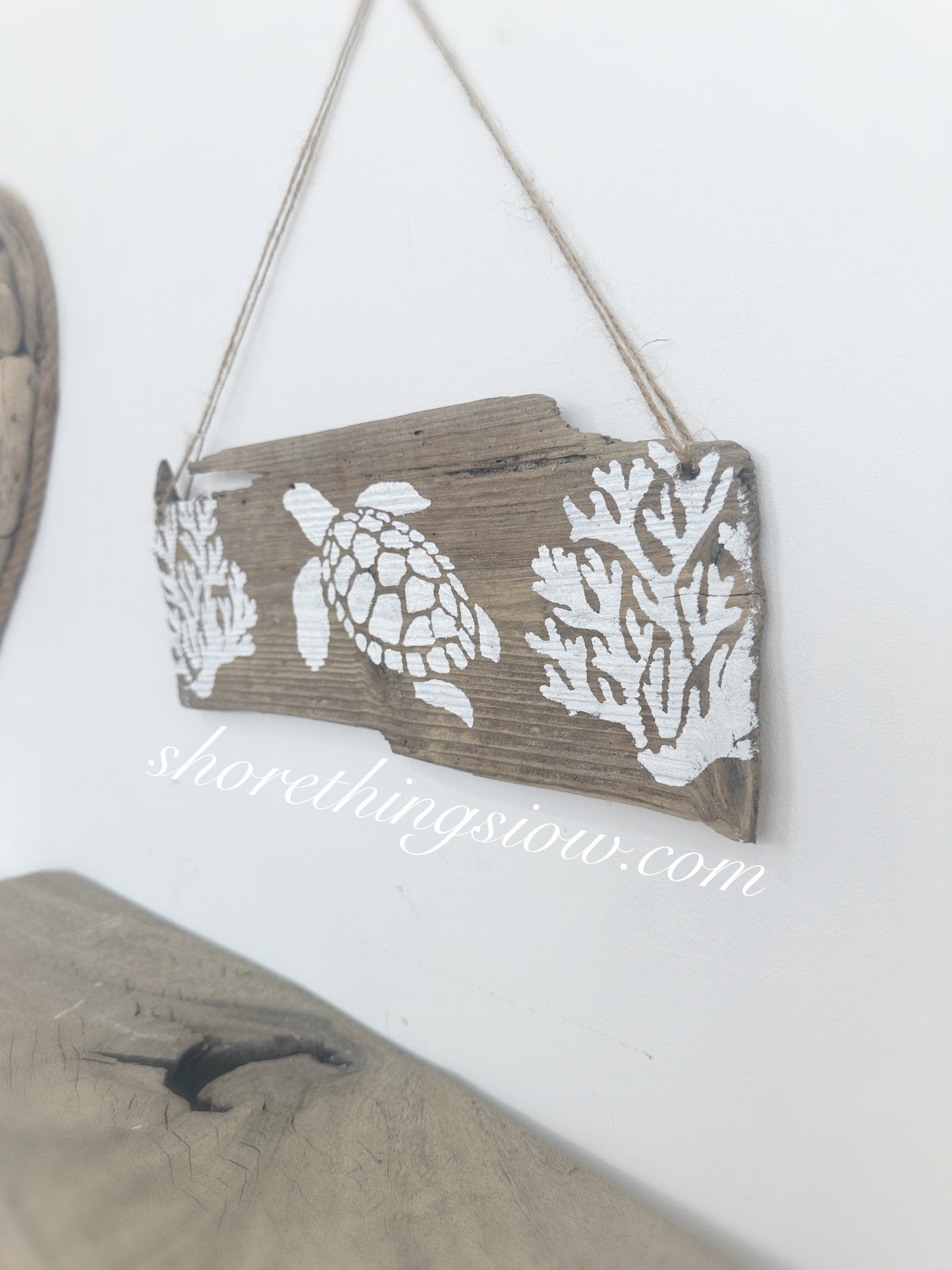 Turtle & Coral Driftwood Sign