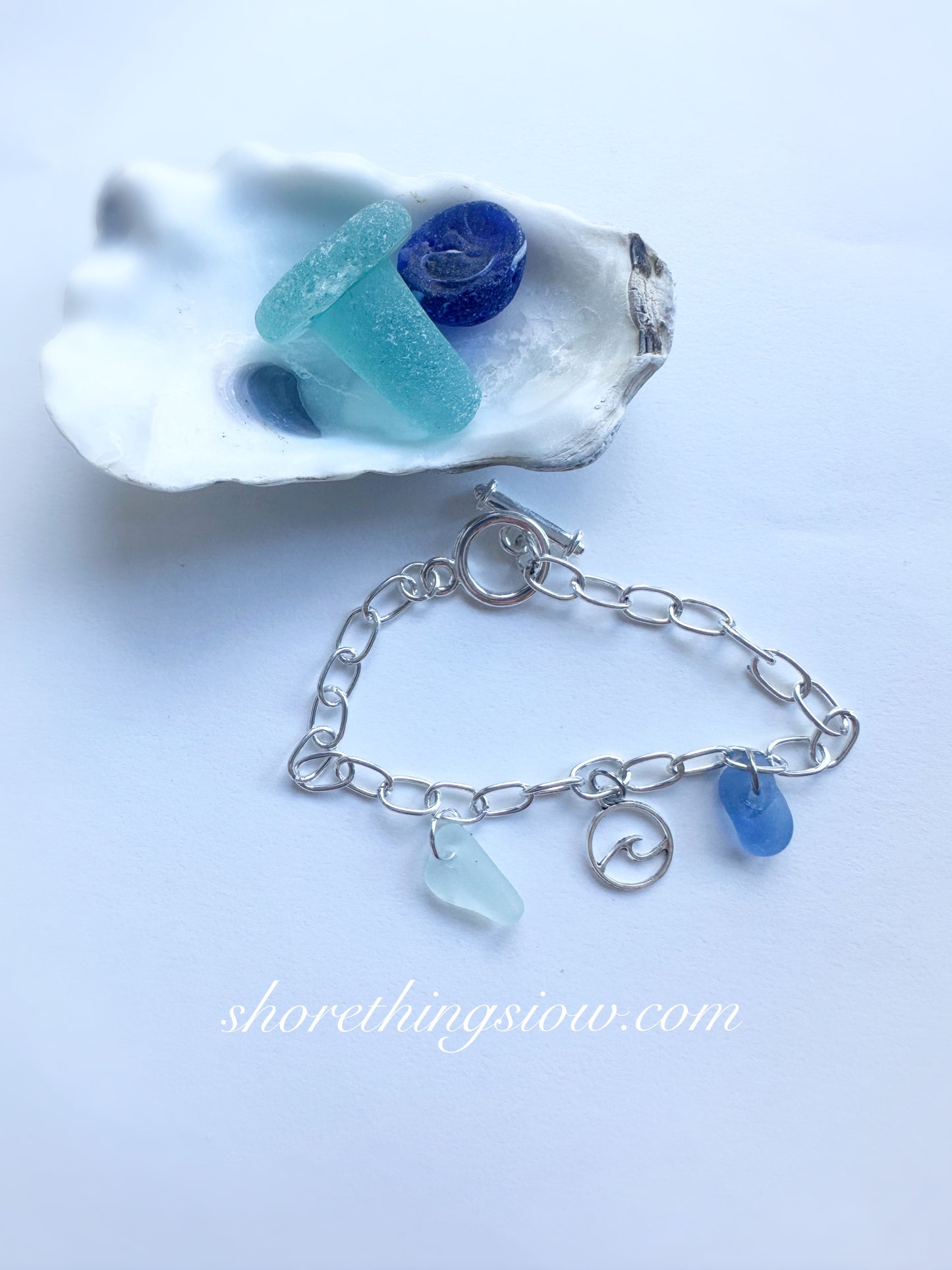 Sea Glass & Charm Chain Bracelet