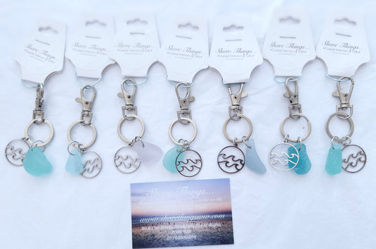 Sea Glass & Wave Bag Charm