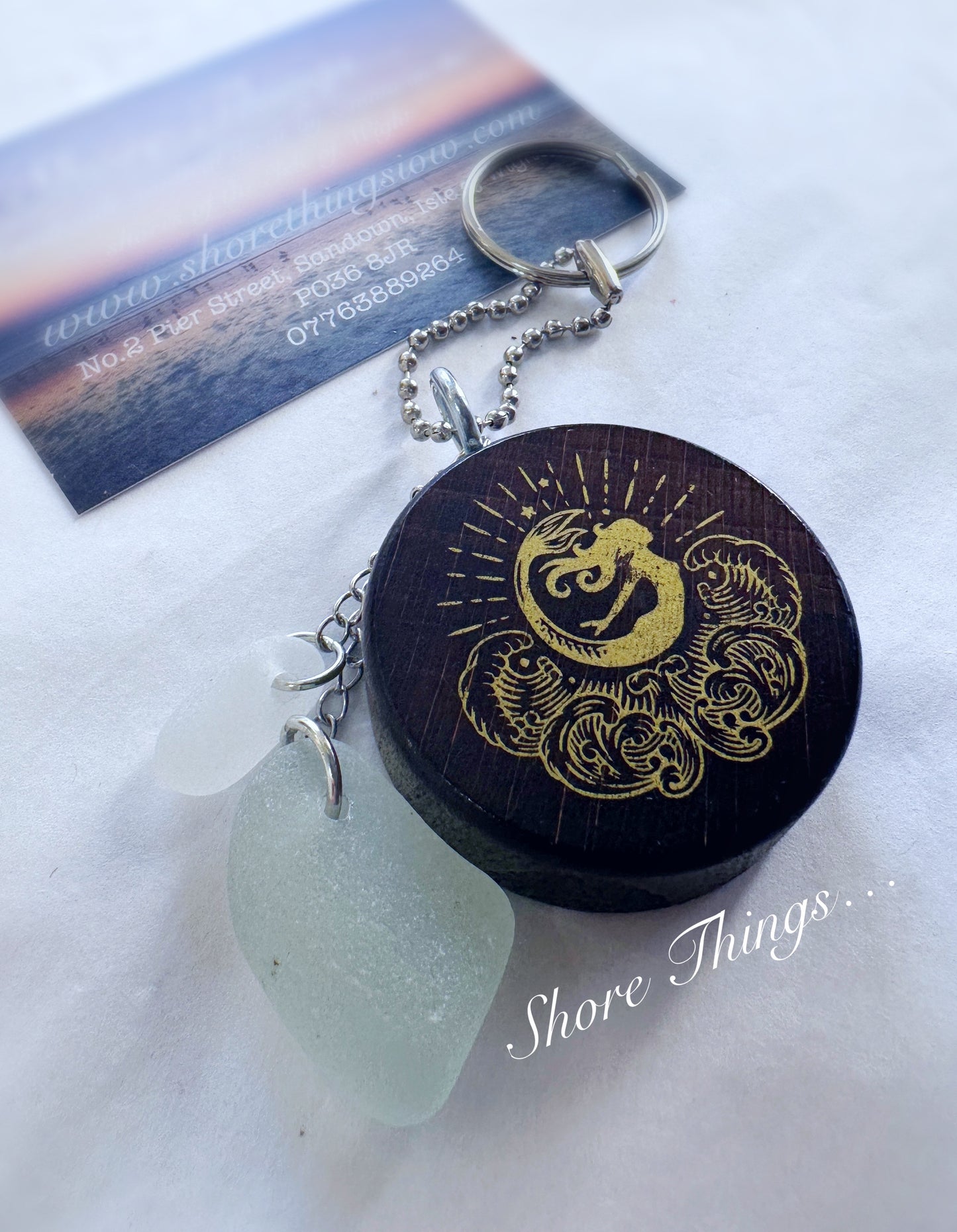 Mermaid Gin & Sea Glass Keyring