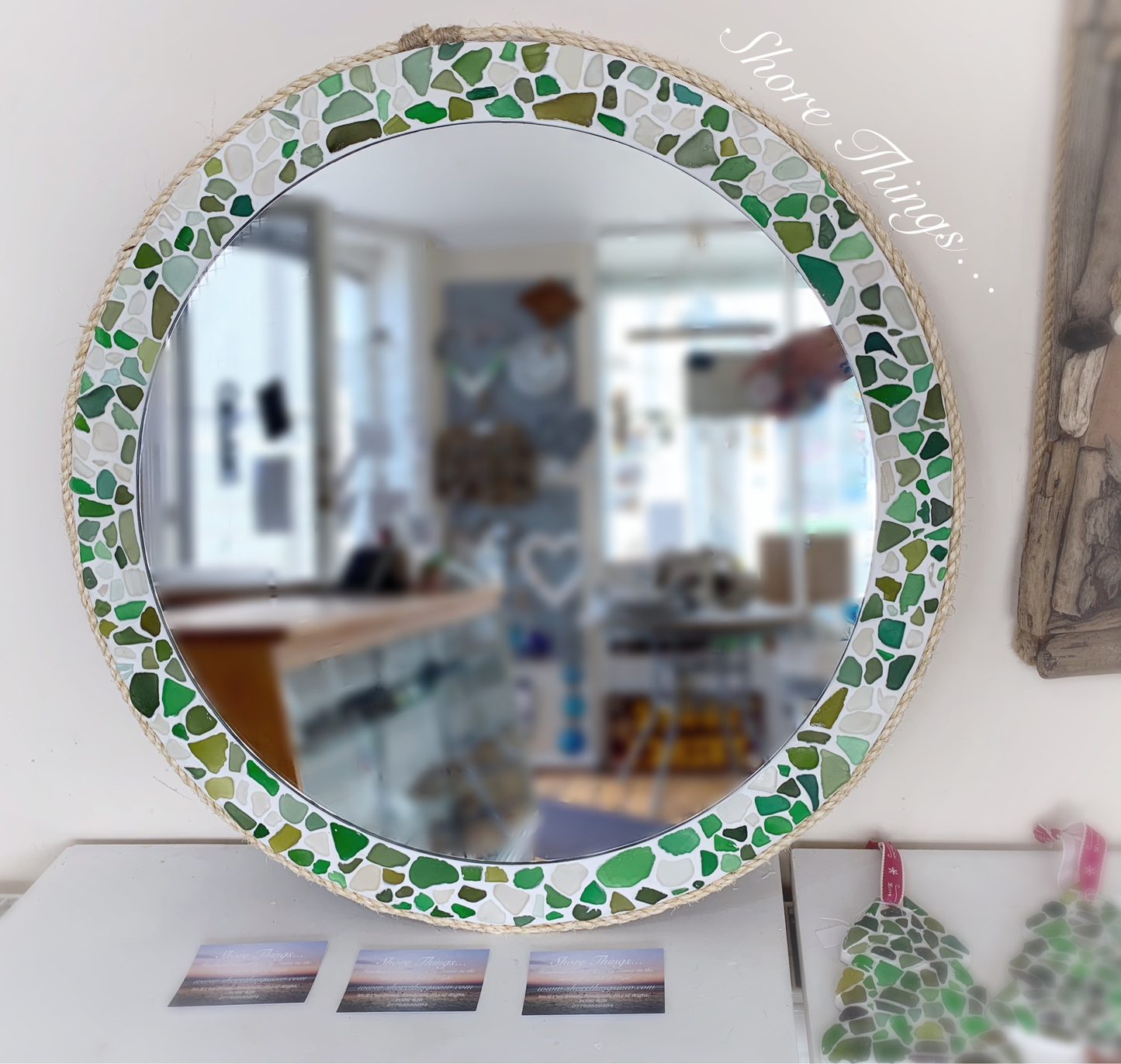 Green Sea Glass 22” Mirror